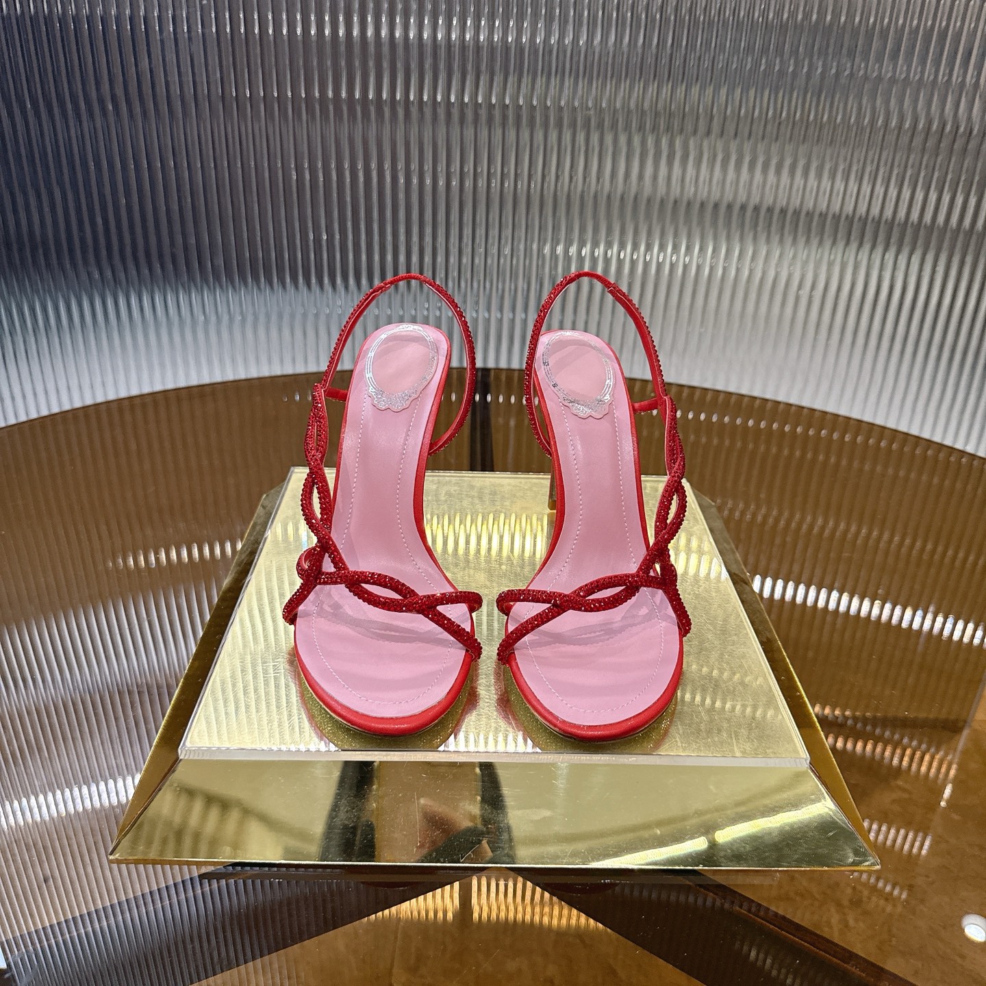 Sparkling Viper Heel: Elegant Crossline Design with Water Drills, 7 Colors Available