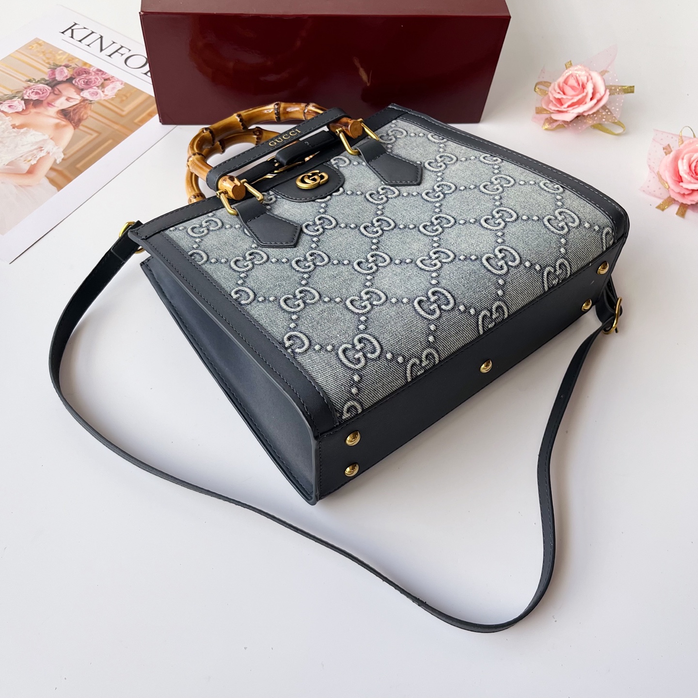 GUCCI古驰 Diana竹节系迷你托特バッグ 肩掛け調整可能