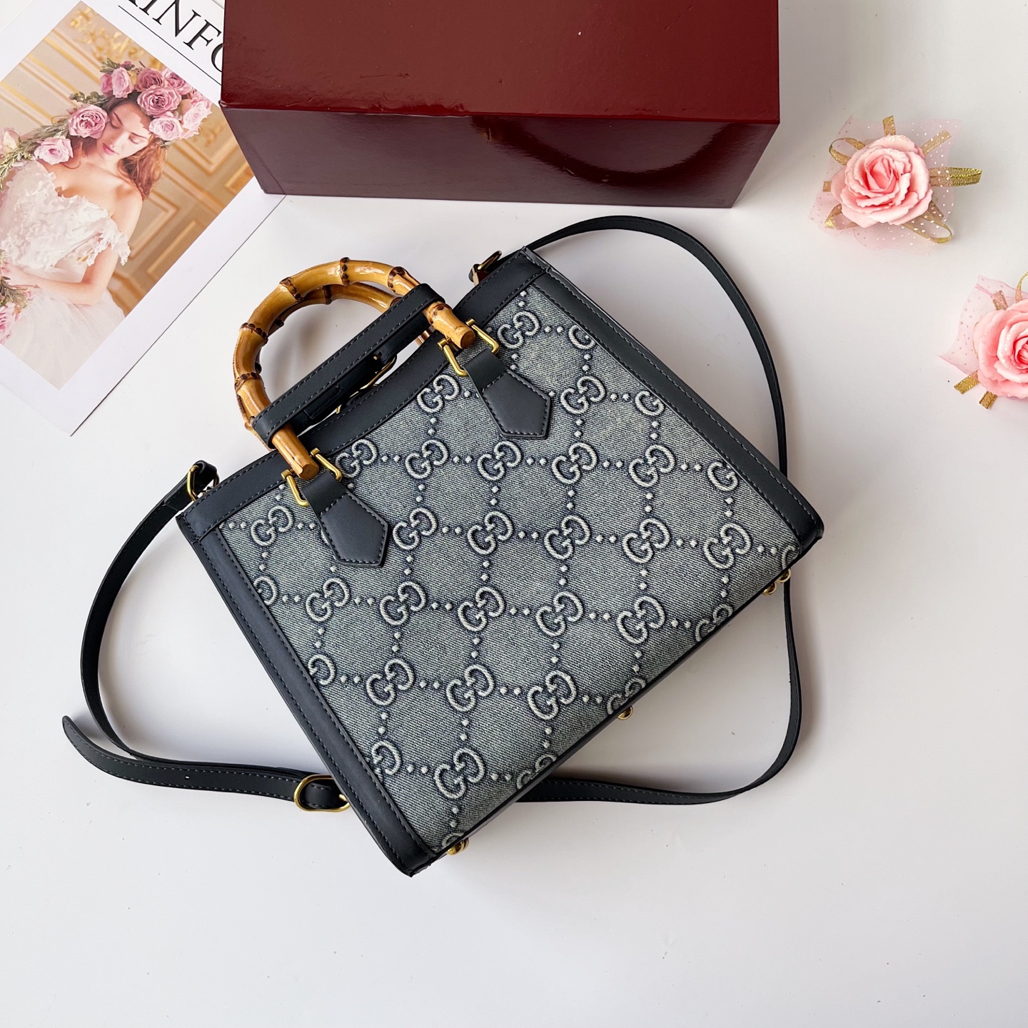 GUCCI古驰 Diana竹节系迷你托特バッグ 肩掛け調整可能