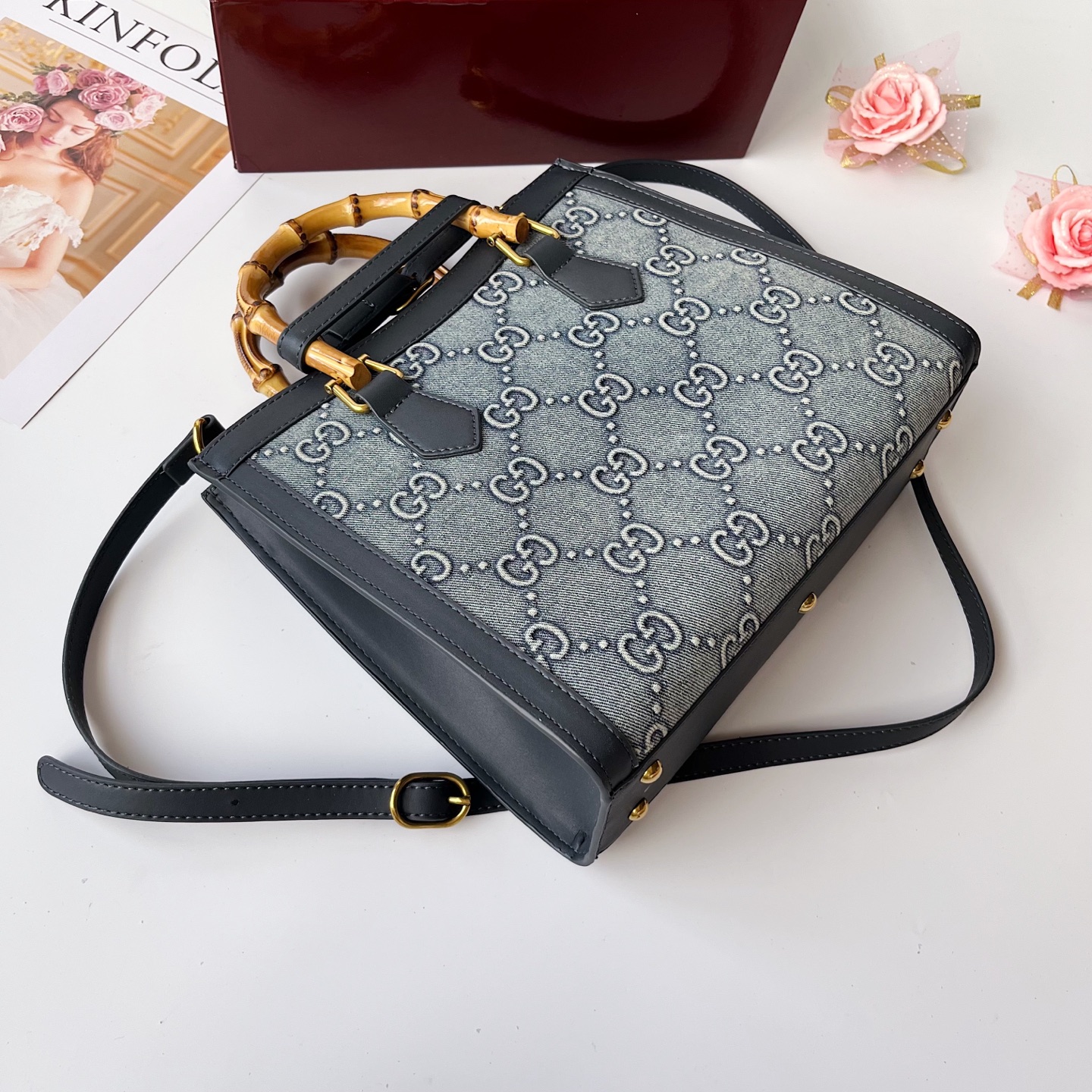 GUCCI古驰 Diana竹节系迷你托特バッグ 肩掛け調整可能