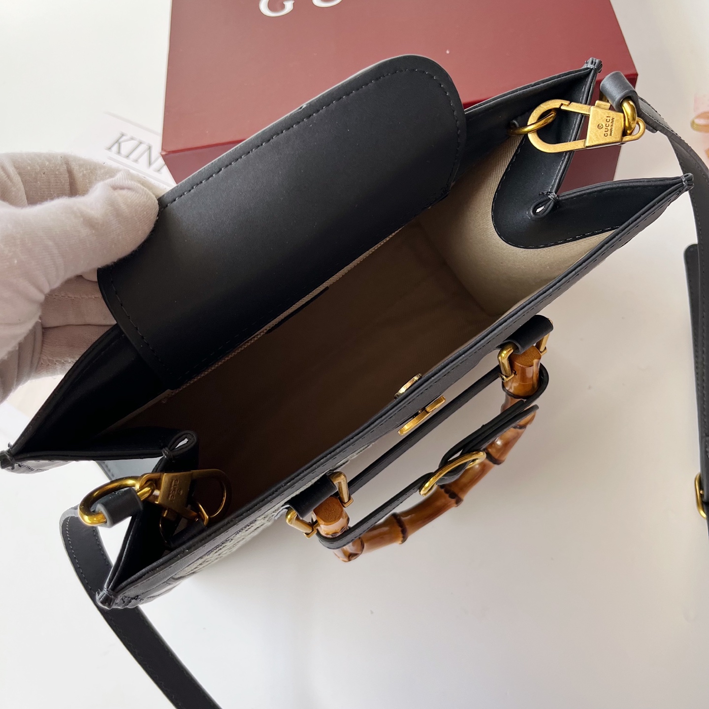 GUCCI古驰 Diana竹节系迷你托特バッグ 肩掛け調整可能