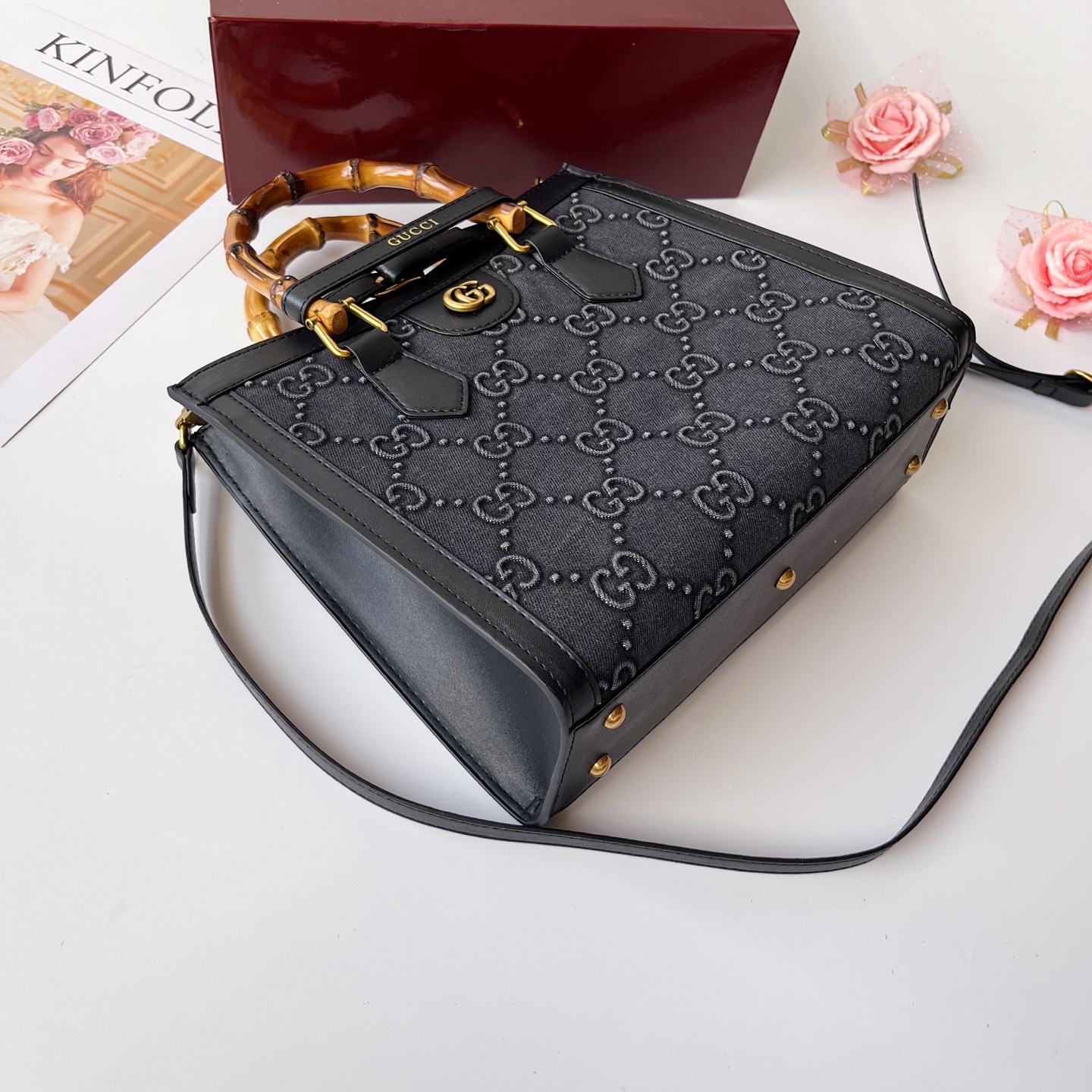 GUCCI古驰 Diana竹节系迷你托特バッグ 肩掛け調節可能