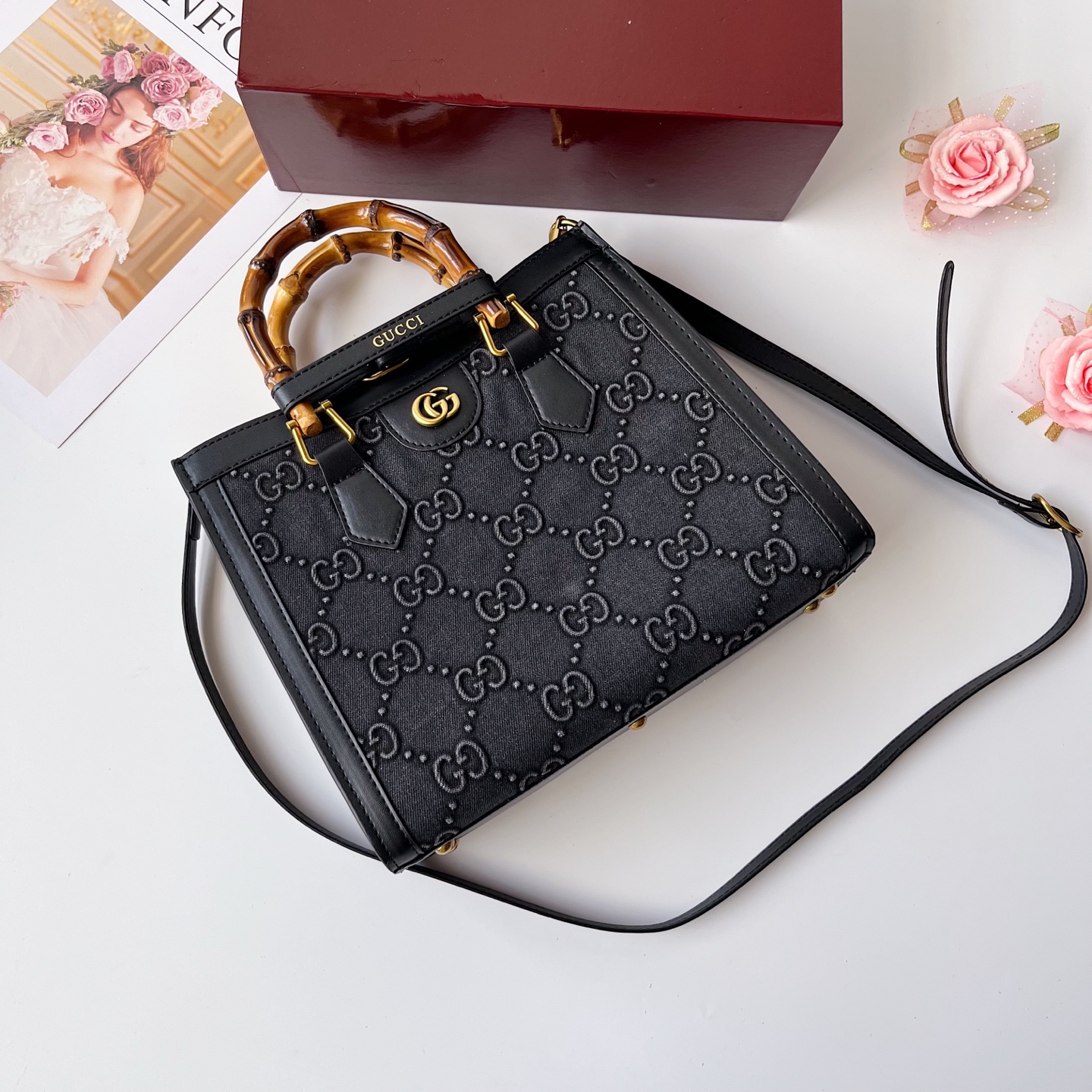 GUCCI古驰 Diana竹节系迷你托特バッグ 肩掛け調節可能