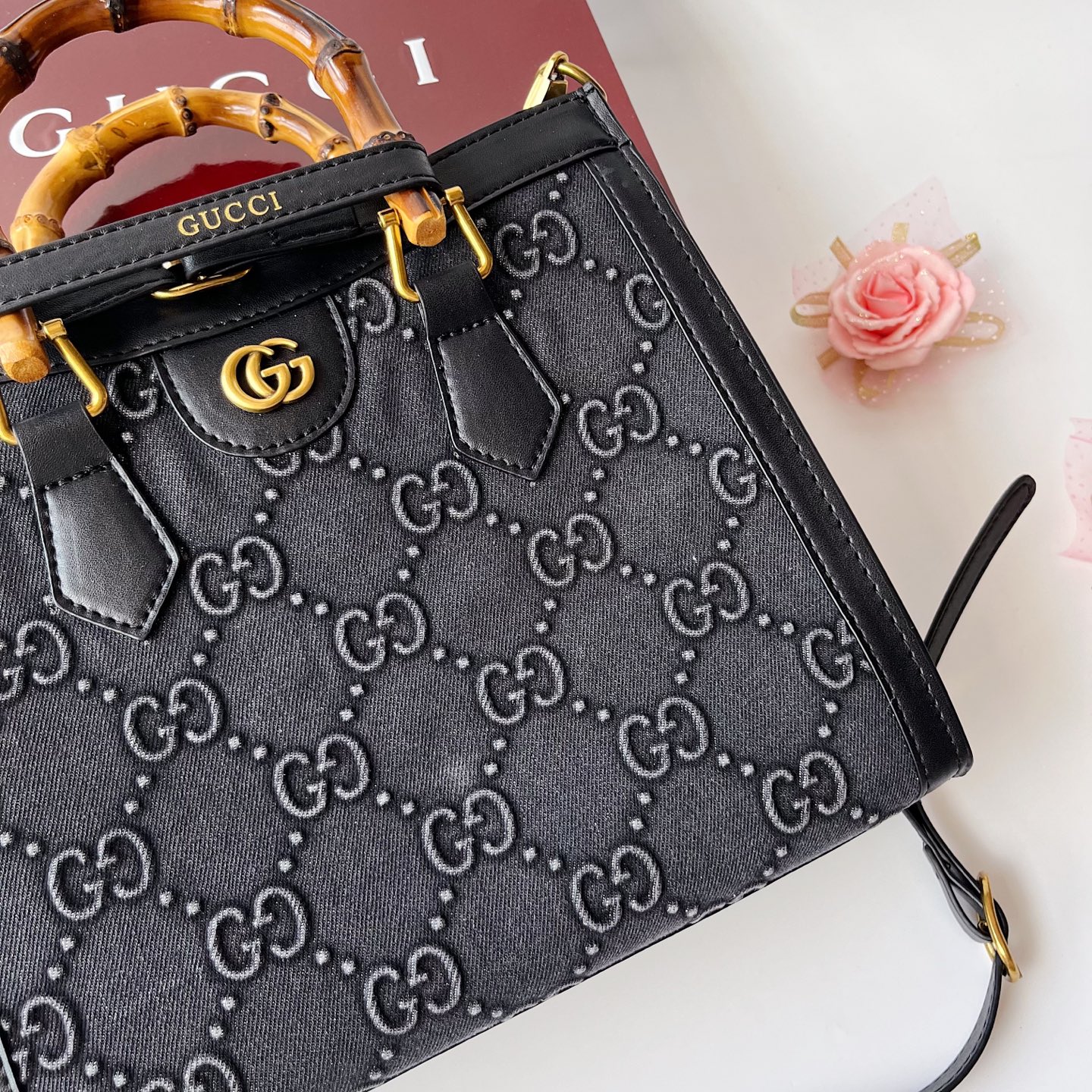 GUCCI古驰 Diana竹节系迷你托特バッグ 肩掛け調節可能