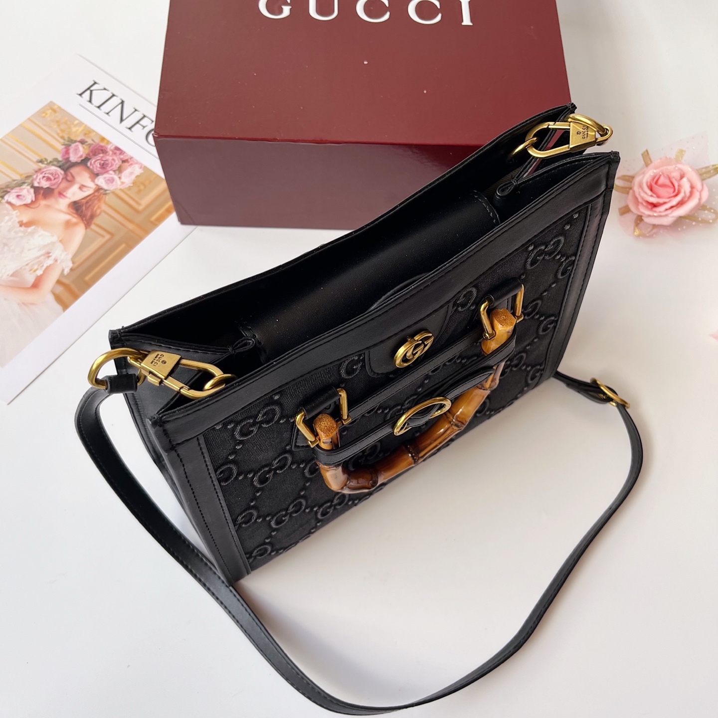 GUCCI古驰 Diana竹节系迷你托特バッグ 肩掛け調節可能