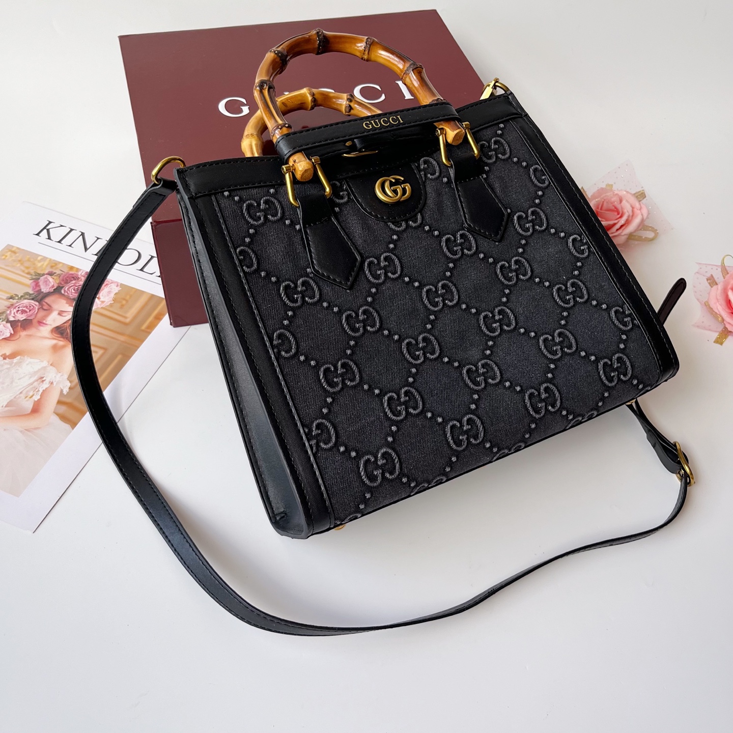 GUCCI古驰 Diana竹节系迷你托特バッグ 肩掛け調節可能