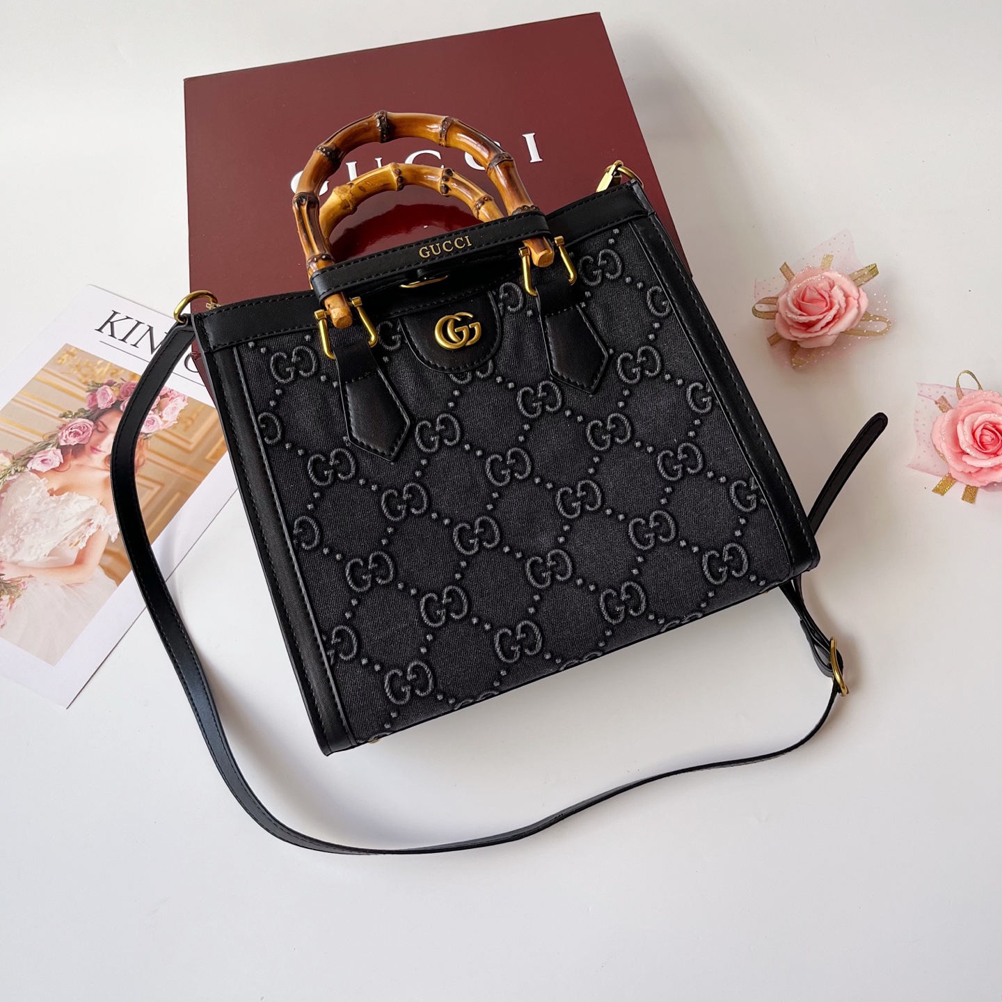 GUCCI古驰 Diana竹节系迷你托特バッグ 肩掛け調節可能