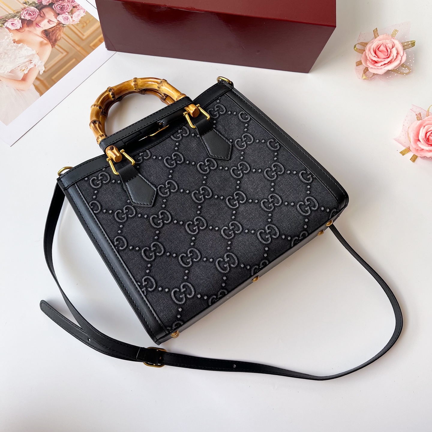 GUCCI古驰 Diana竹节系迷你托特バッグ 肩掛け調節可能