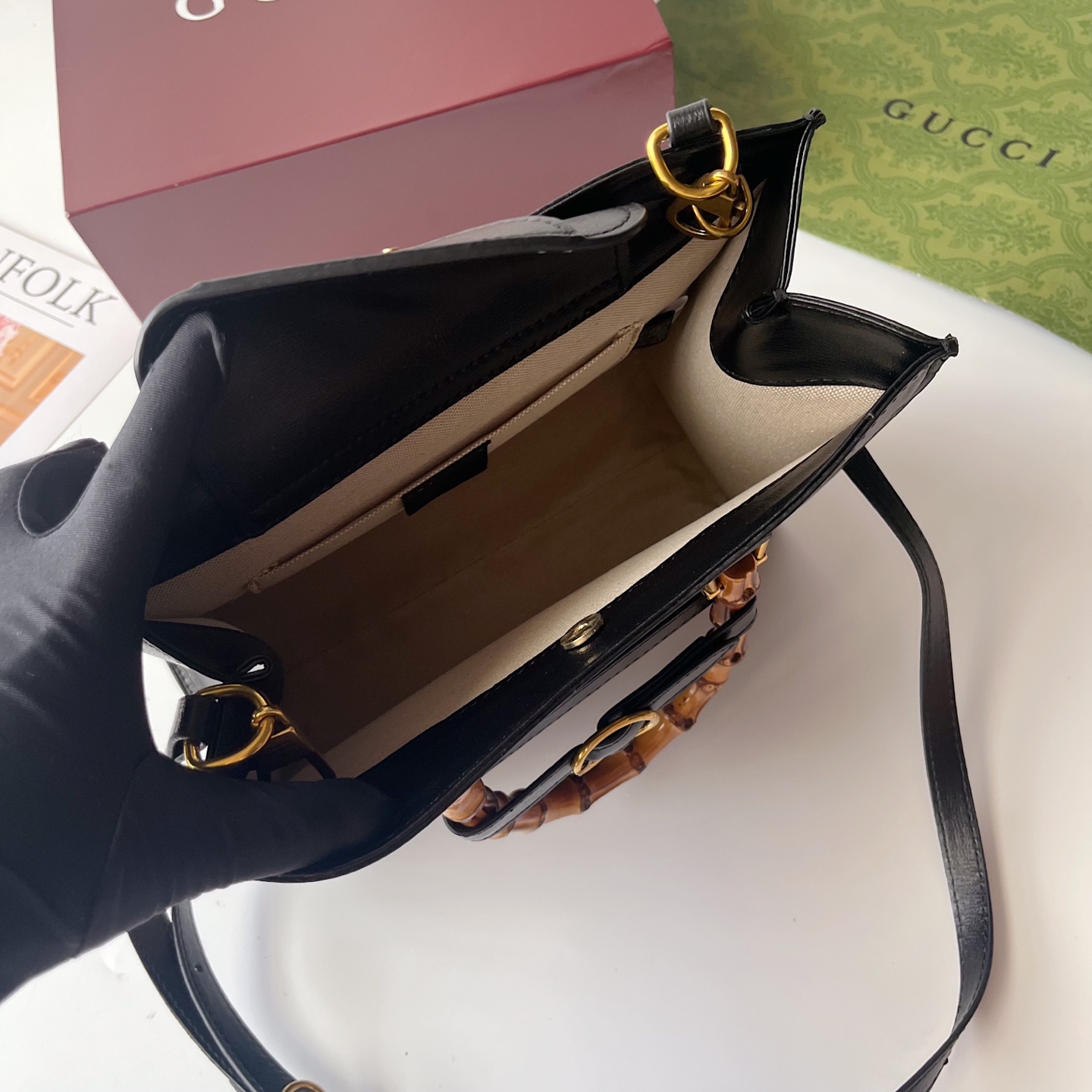 GUCCI古驰 Diana竹节系迷你トートバッグ 肩ひも調節可能