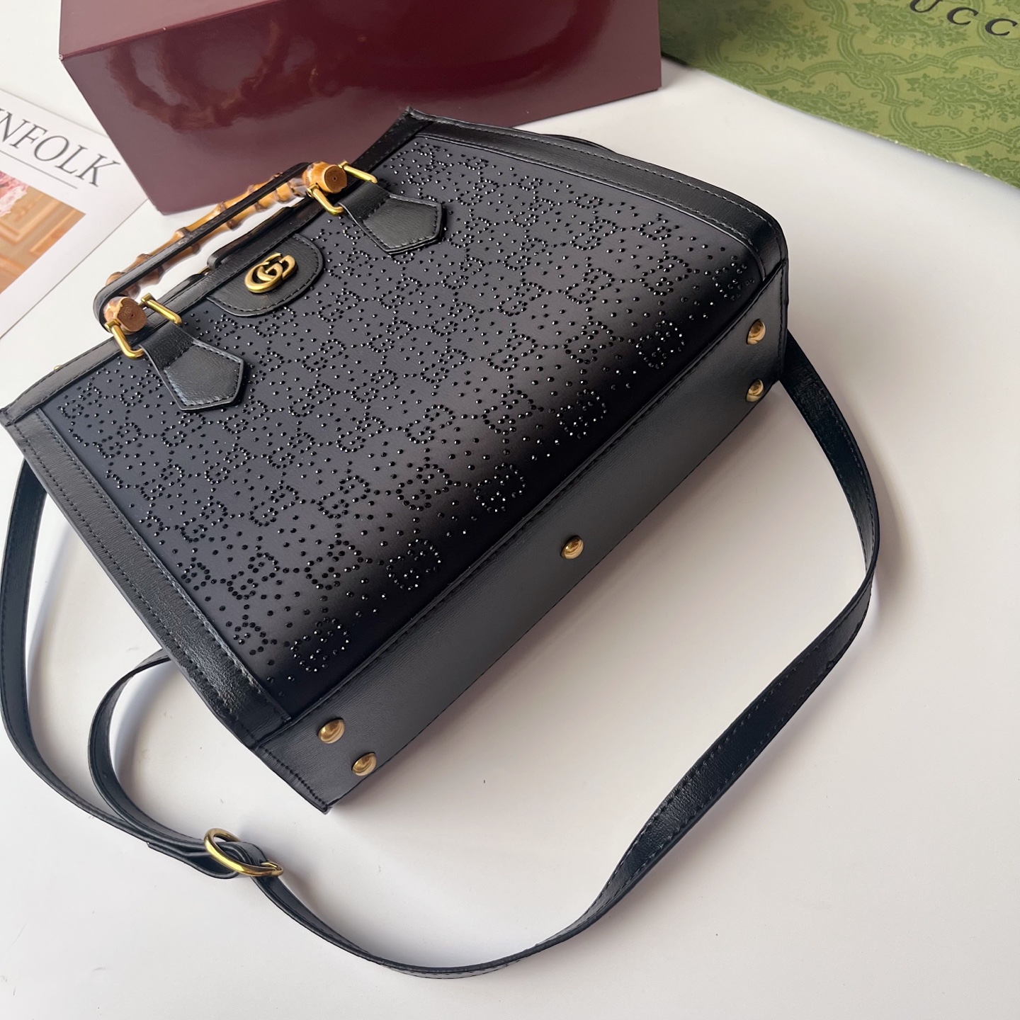 GUCCI古驰 Diana竹节系迷你トートバッグ 肩ひも調節可能