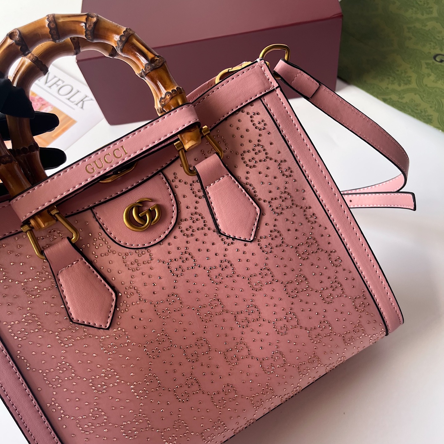 GUCCI古驰 Diana竹节系迷你托特包 肩掛け調整可能