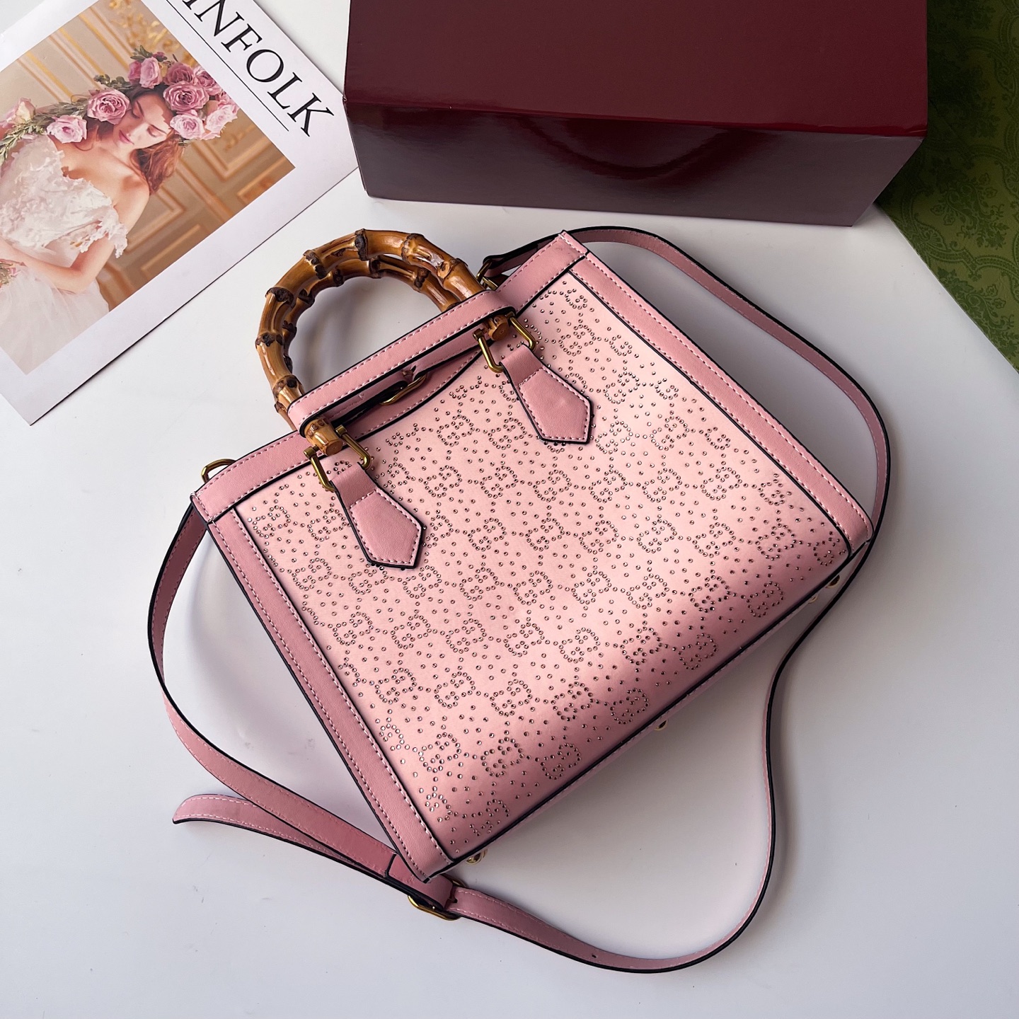 GUCCI古驰 Diana竹节系迷你托特包 肩掛け調整可能