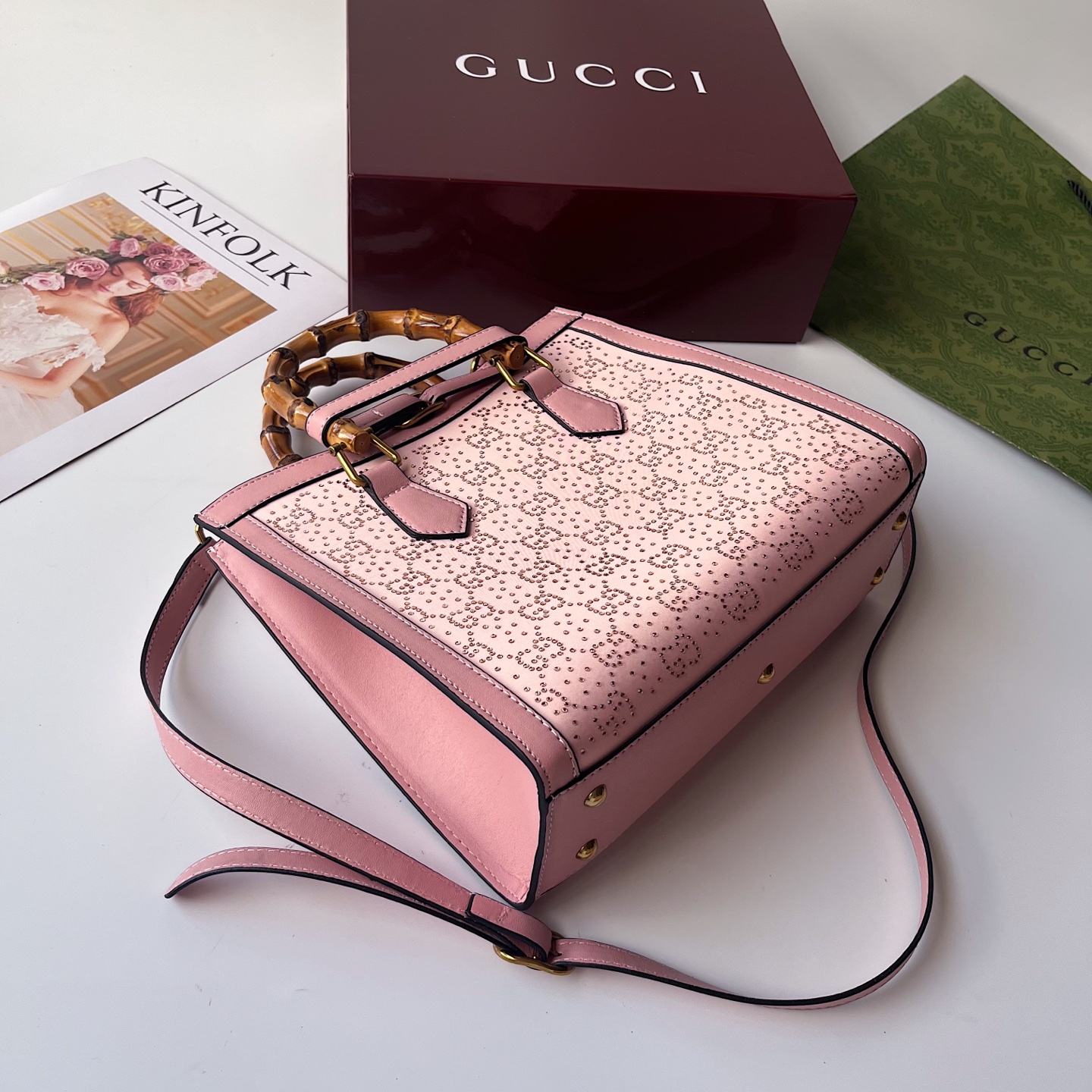 GUCCI古驰 Diana竹节系迷你托特包 肩掛け調整可能