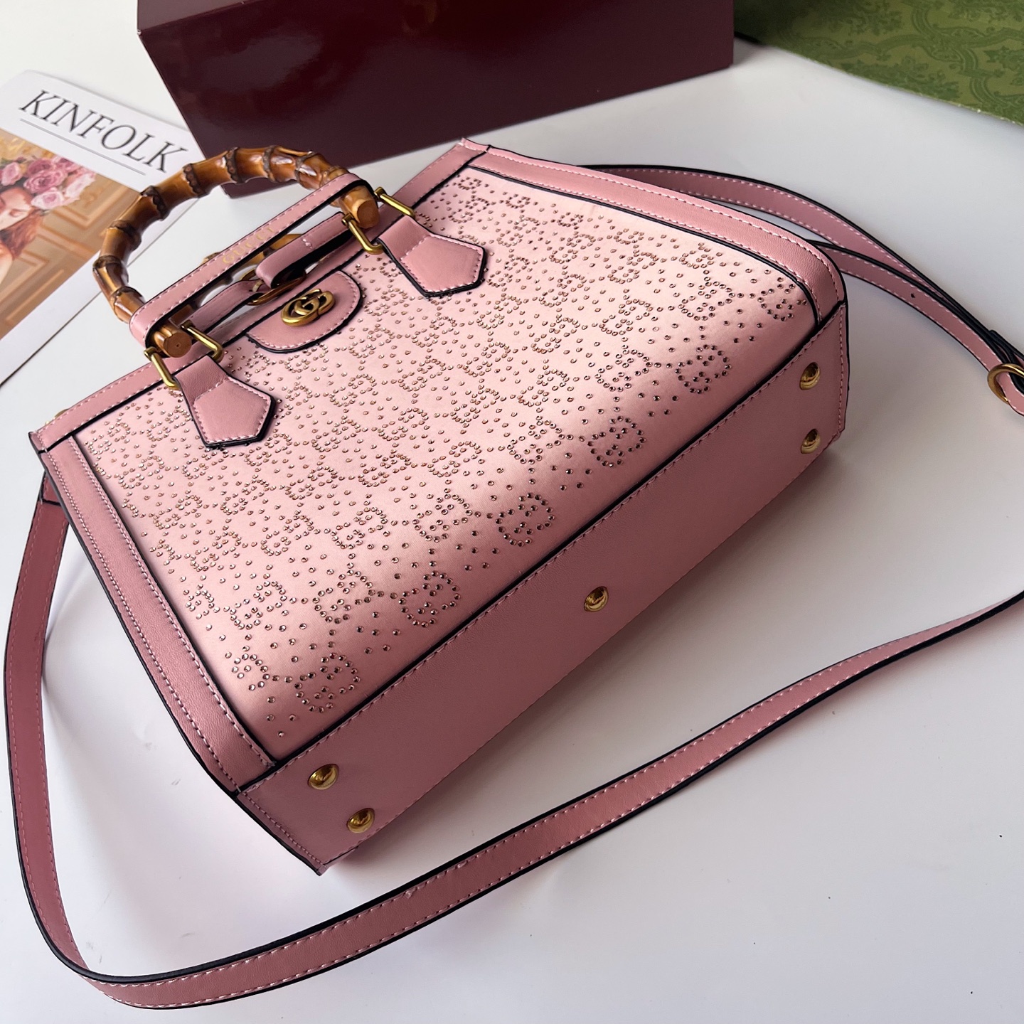 GUCCI古驰 Diana竹节系迷你托特包 肩掛け調整可能