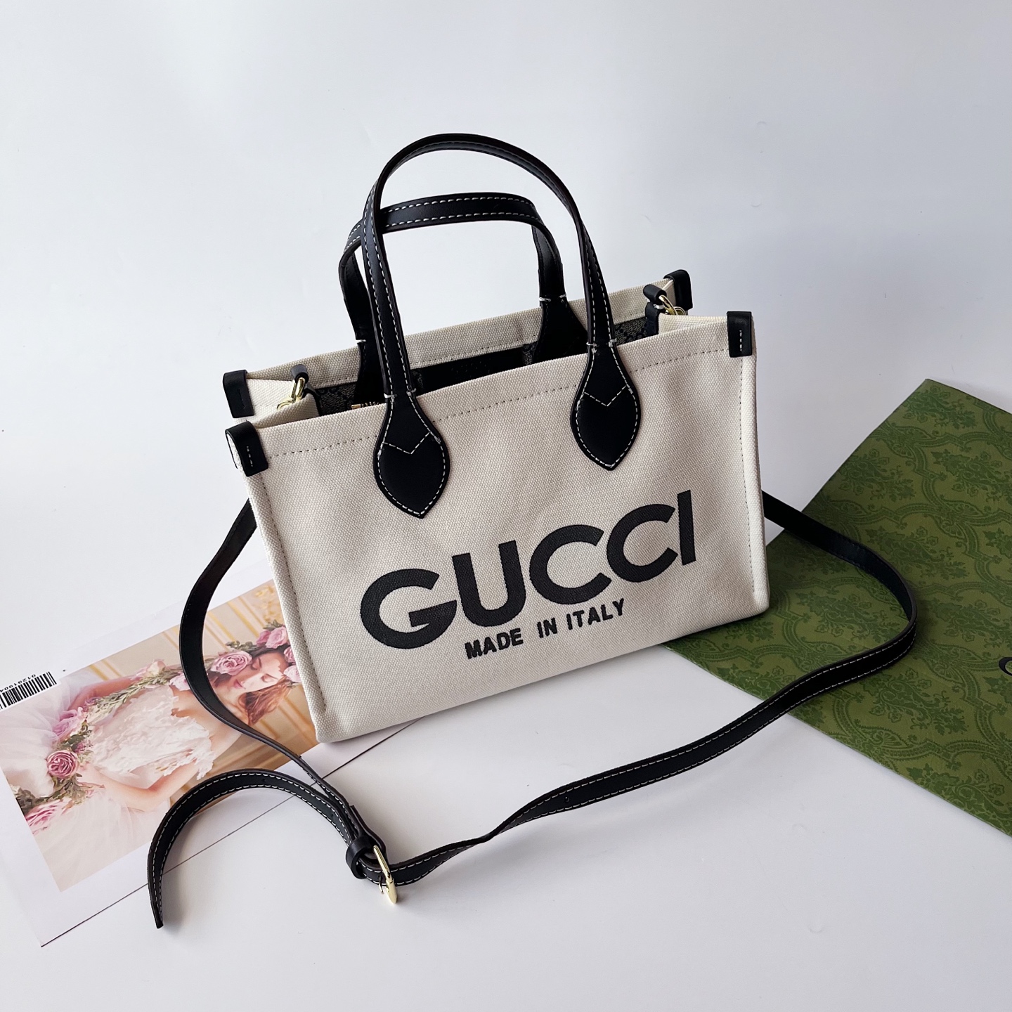 GUCCI古驰 トート帆布バッグ小号 大容量 手提げ・ショルダー兼用