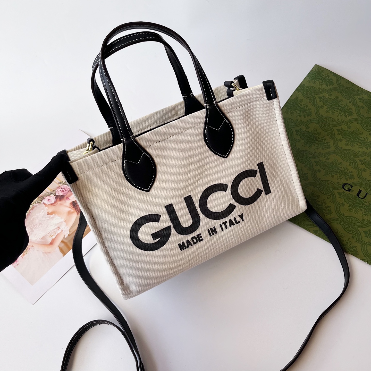 GUCCI古驰 トート帆布バッグ小号 大容量 手提げ・ショルダー兼用