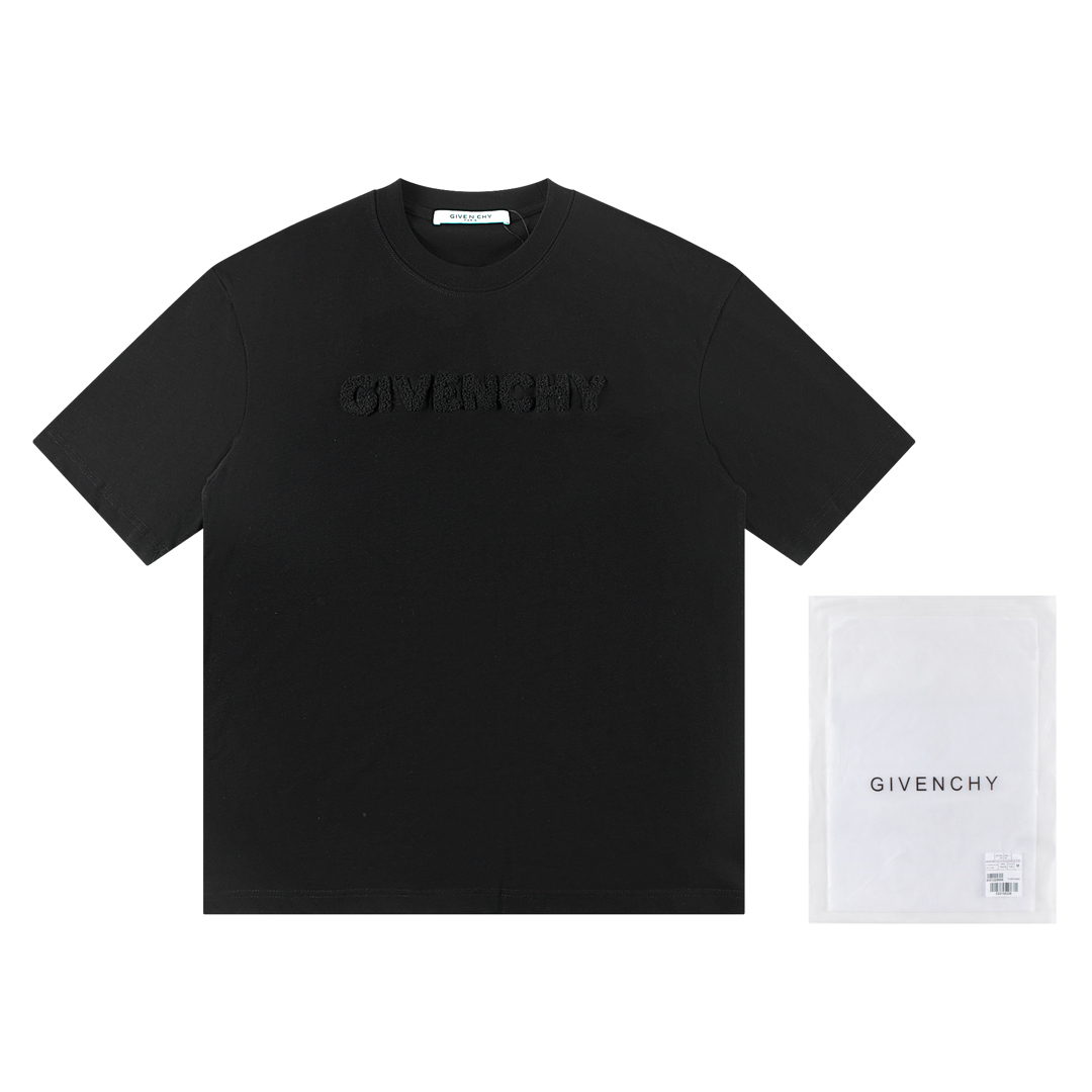 ) Givenchy GIVENCHY2025 nueva toalla bordada de manga corta Material: Hecho de algodón peinado de doble hilo de 300 g d…