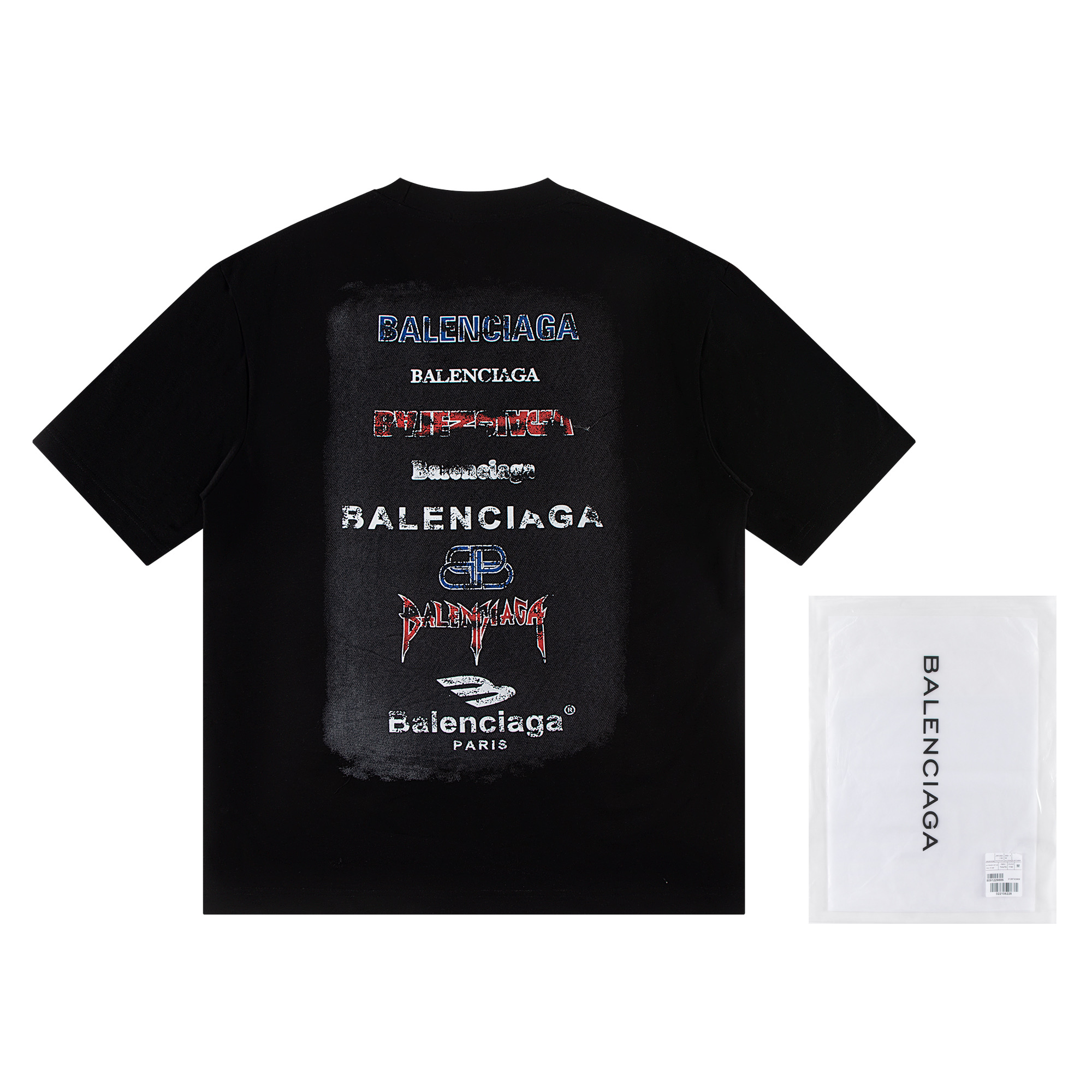 Balenciaga/巴黎世家 26ss 多字母圆领短袖 黑白