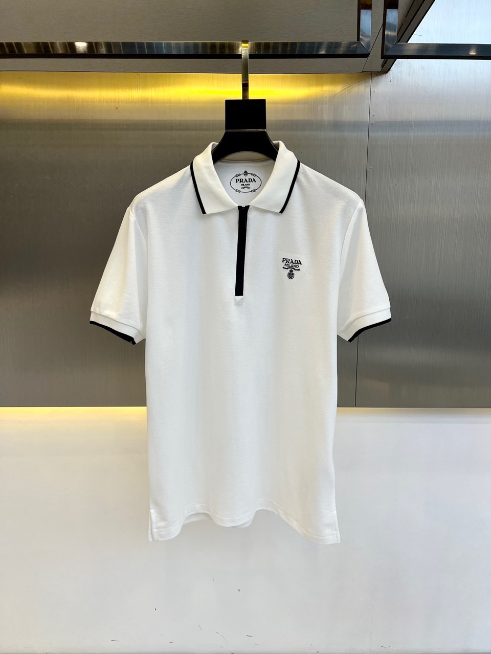 Prada Kleidung Polo T-Shirt Männer Baumwolle Mercerisierte Kurzarm