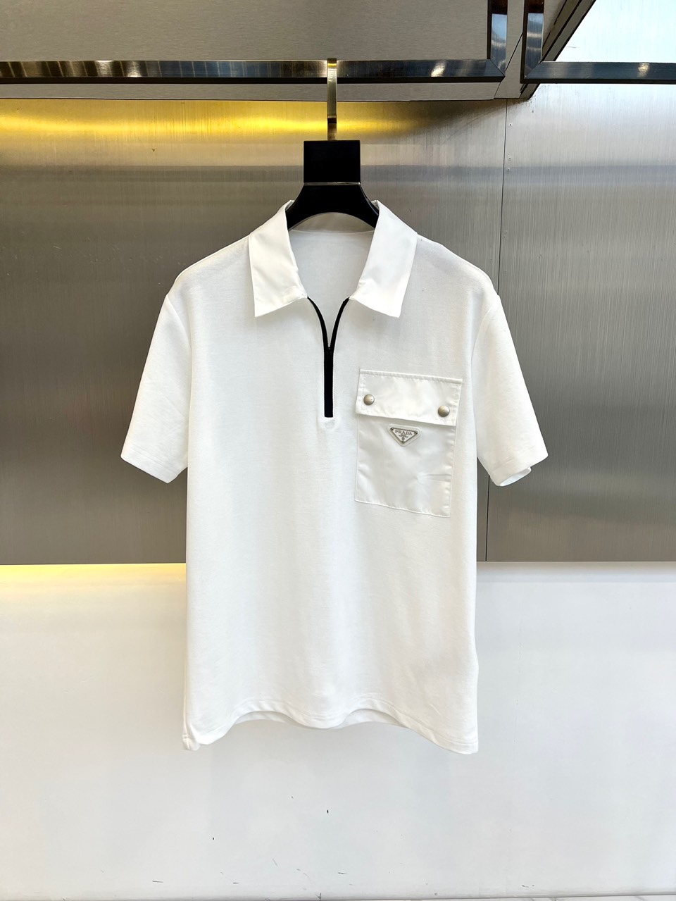 Prada Kleidung Polo T-Shirt Kopieren Sie AAA+
 Männer Baumwolle Stricken Sommerkollektion Kurzarm