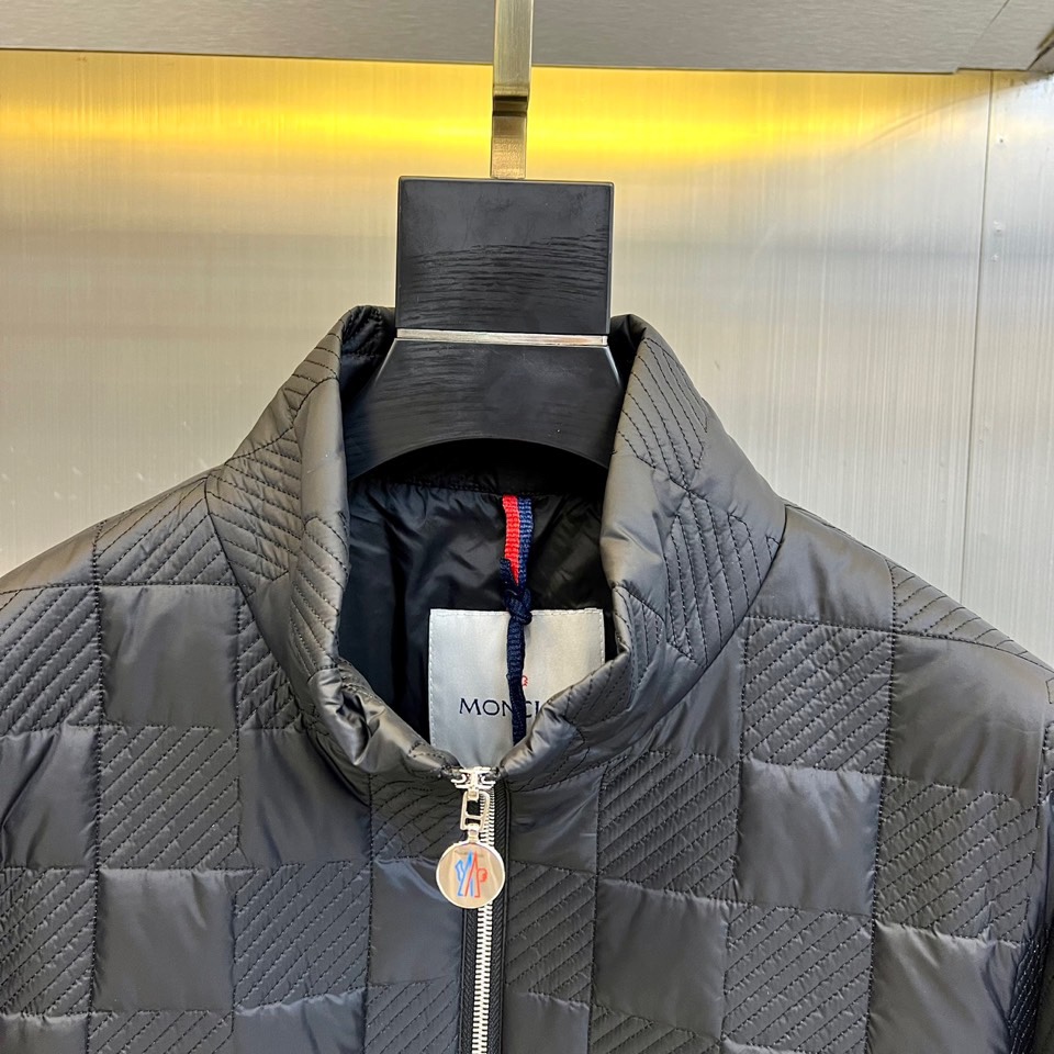 Moncler/蒙口24秋冬camicia立领格纹棉服外套秋冬薄款斜纹格子休闲夹棉夹克外套薄棉填充保暖性