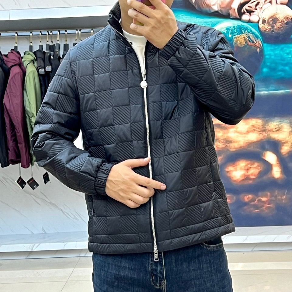 Moncler/蒙口24秋冬camicia立领格纹棉服外套秋冬薄款斜纹格子休闲夹棉夹克外套薄棉填充保暖性