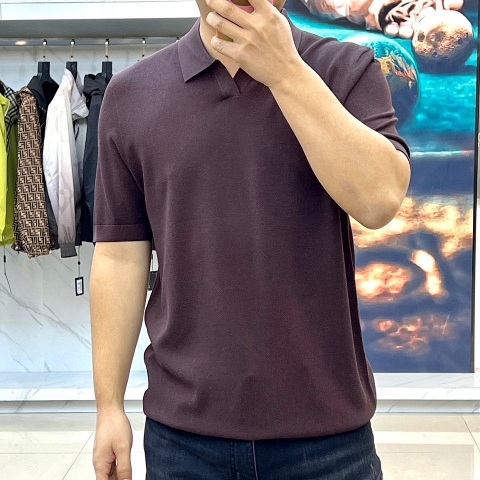 
Zegna杰尼亚、25s春夏新品天丝针织短袖，男士商务休闲天丝针织弹力翻领T恤，精选客供进口21%天丝