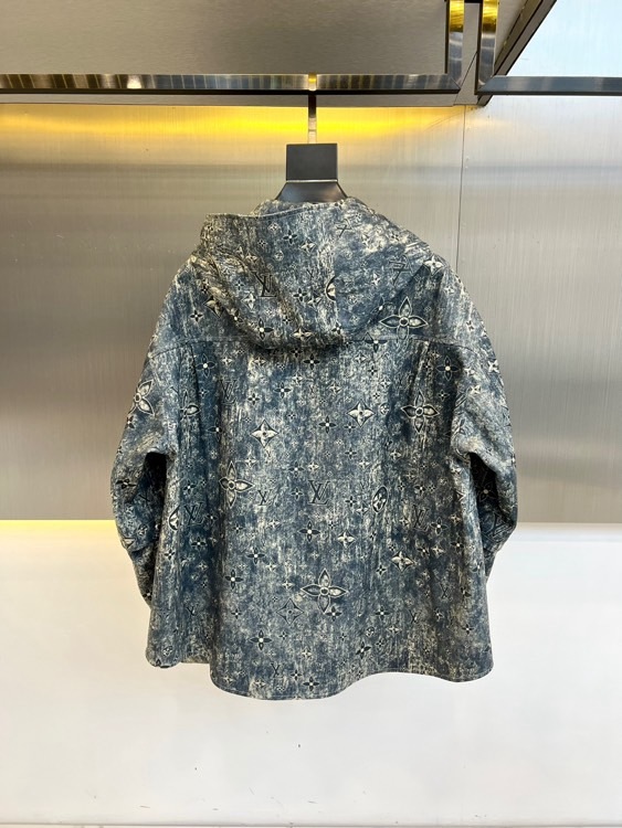 1v、2025早春经典提花撞色拼接满印logo连帽防撕裂冲锋衣夹克外套(袖子可拆卸)涤纶防撕裂塔夫绸夹