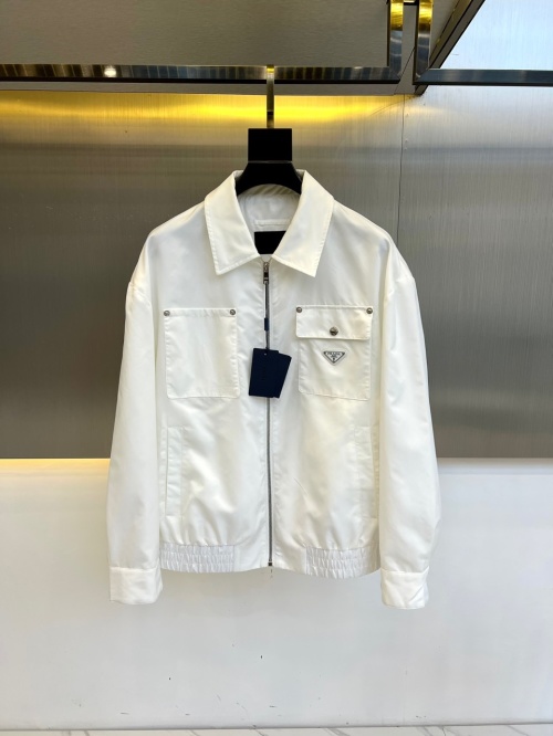 Prada White Re-Nylon Jacket, Modern Style Shirt Jacket Outerwear 1 Prada White Re-Nylon Jacket, Modern Style Shirt Jacket Outerwear