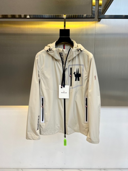 Moncler Men's Beige Lightweight Hooded Outdoor Windbreaker Jacket 1 Moncler Men's Beige Lightweight Hooded Outdoor Windbreaker Jacket