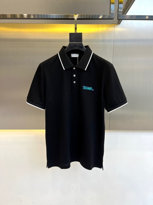DIOR Classic Logo Black Polo Shirt - Short Sleeve, Fashionable & Versatile 1 DIOR Classic Logo Black Polo Shirt - Short Sleeve, Fashionable & Versatile