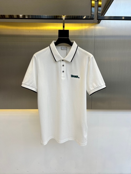 DIOR Men's White Cotton Polo Shirt with Logo Accent - Classic Fit