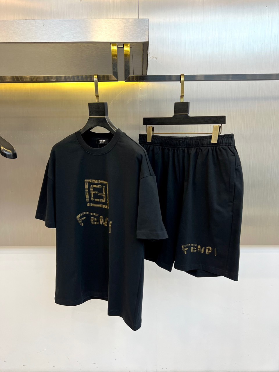 P864, FENDY, PURE COTTON SUIT, CUSTOM FABRIC, 100% PURE COTTON, UPPER UPPER UPPER BODY, LARGE SIZE, M-2XL - 图片 1