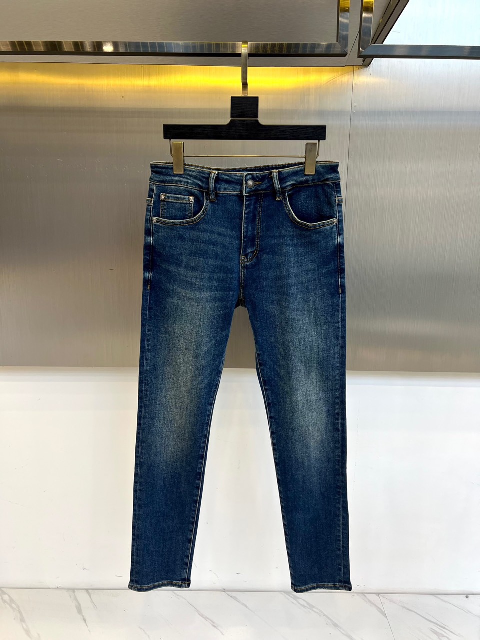 Men’s Classic Blue Freshwater Cotton Pants for 2025 Spring and Summer - 图片 2