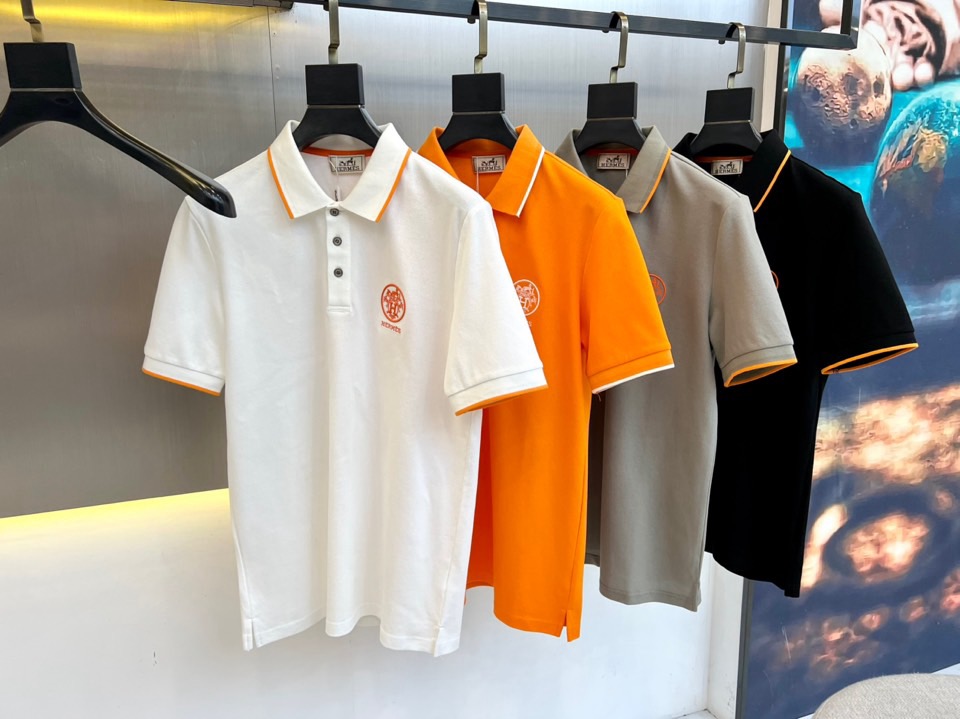 
爱马仕、2025s经典标志性Logo点缀元素 经典时尚翻领 Polo衫短袖 ，贸易公司渠道订单，简约大