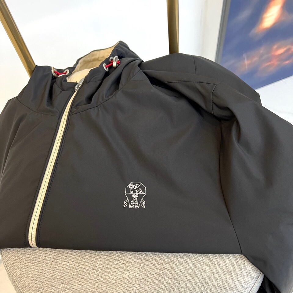 
Brunello cucinelli-意大利BC男装早秋新款老钱风时尚休闲夹棉/薄棉连帽风衣男士时尚夹