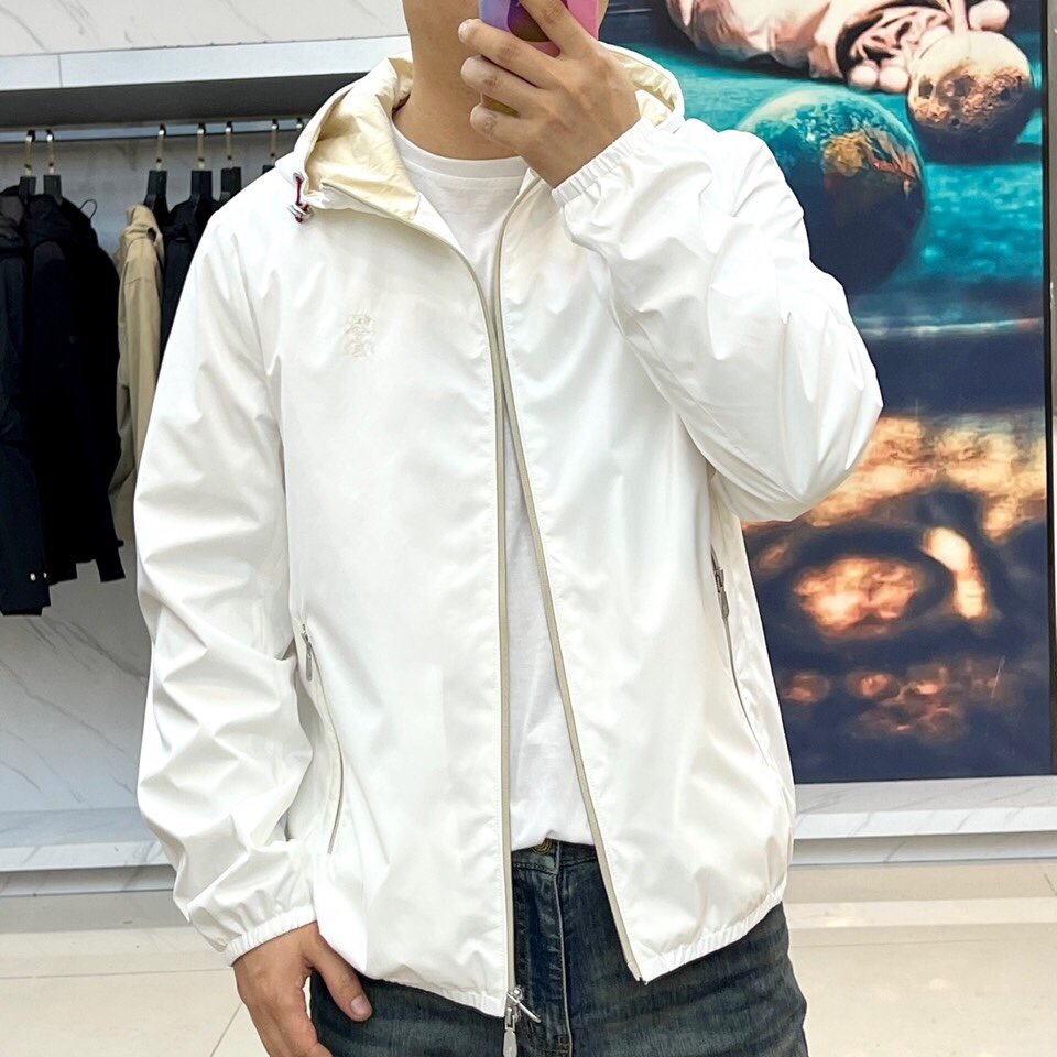 
Brunello cucinelli-意大利BC男装早秋新款老钱风时尚休闲夹棉/薄棉连帽风衣男士时尚夹