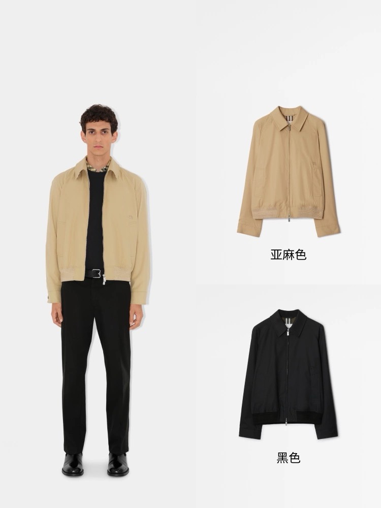 Bur巴宝莉、25FW秋冬男装 嘎巴甸哈林顿外套，夹棉/薄棉。哈林顿外套，选用意大利精纺棉质嘎巴甸面料打