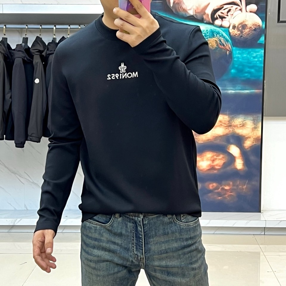 Mon蒙口、【高品质】25s秋冬款新品圆领套头长袖T恤卫衣，面料采用舒弹莫代尔棉空气层/新疆棉混纺 特性