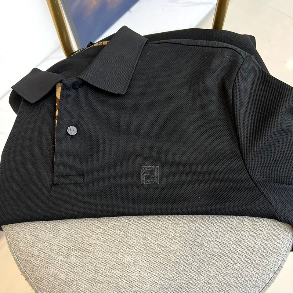 芬迪、25秋冬精品！男士珠地棉长袖口袋翻领POLO衫，早秋男士基础百搭长袖衫，妥妥的商务精英标配款，日常