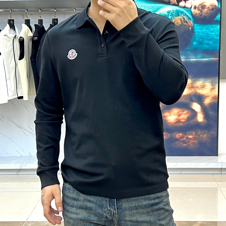 Mon蒙口、25秋冬精品！男士珠地棉长袖口袋翻领POLO衫，早秋男士基础百搭长袖衫，妥妥的商务精英标配款