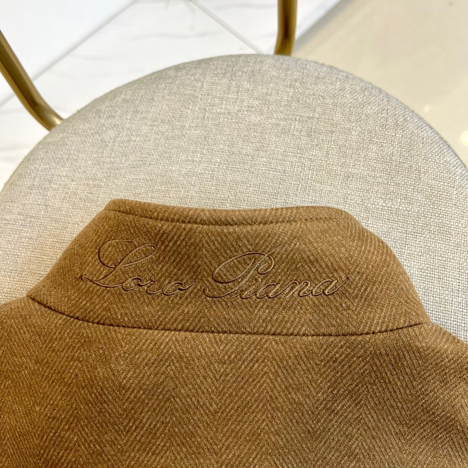 Loro Piana、25FW/秋冬意大利lP🆕男装新款翻领刺绣字母老钱新贵商务休闲男士夹克外套。斜纹面