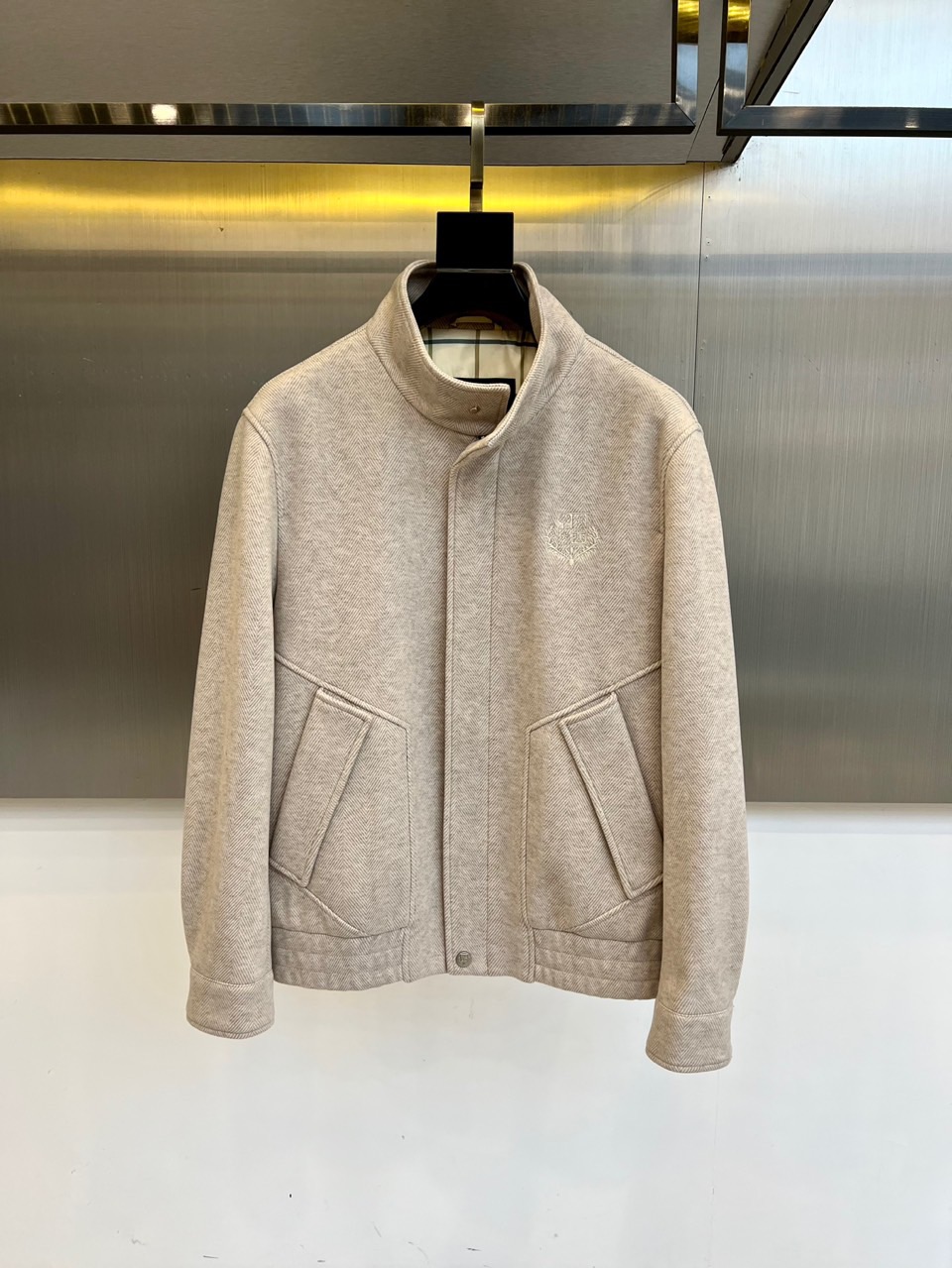 Loro Piana、25FW/秋冬意大利lP🆕男装新款翻领刺绣字母老钱新贵商务休闲男士夹克外套。斜纹面