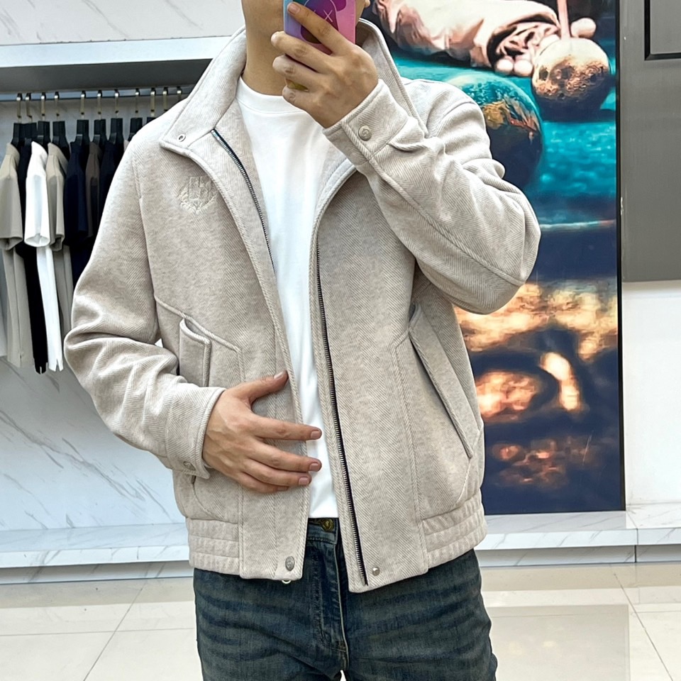 Loro Piana、25FW/秋冬意大利lP🆕男装新款翻领刺绣字母老钱新贵商务休闲男士夹克外套。斜纹面