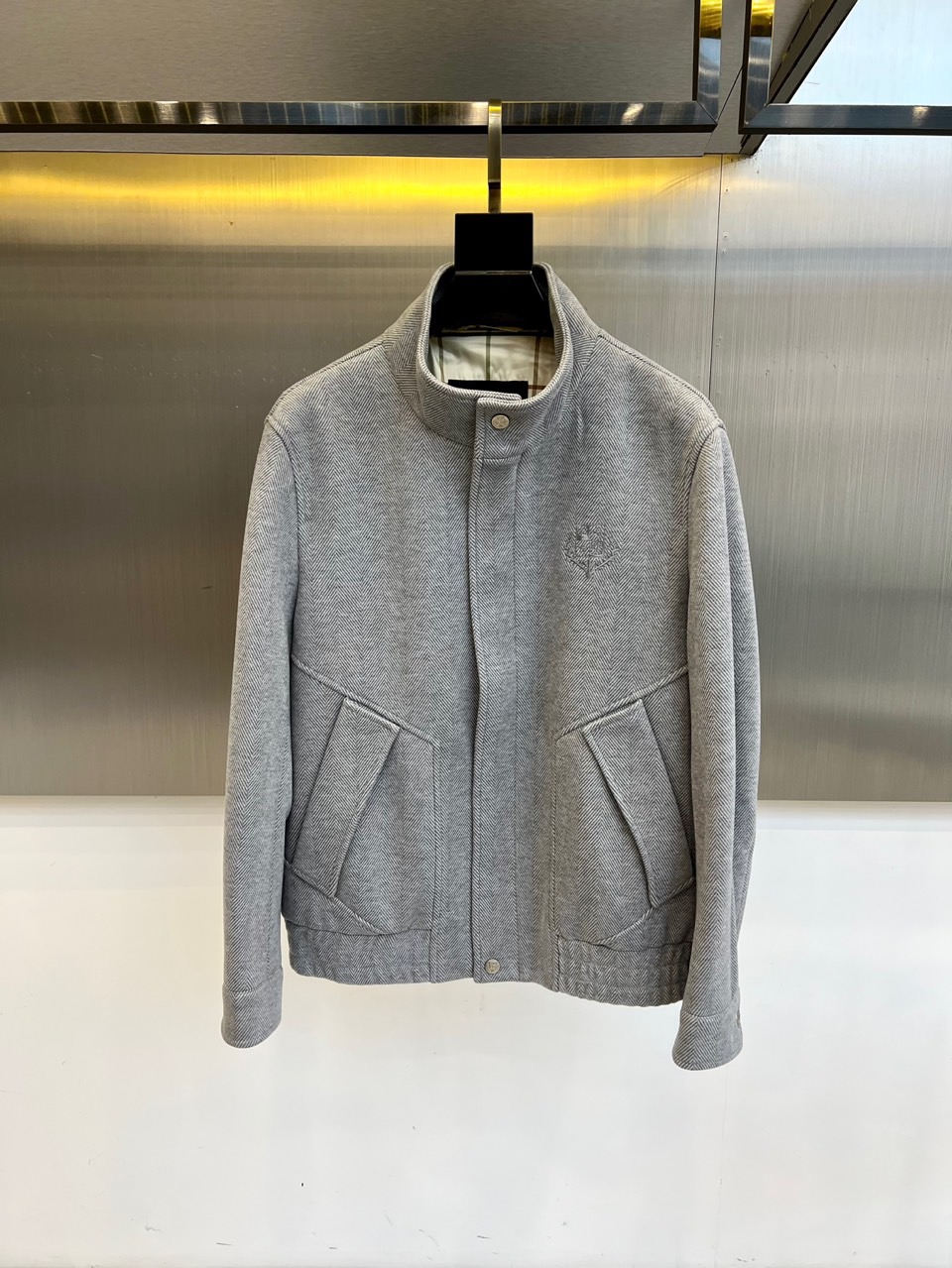 Loro Piana、25FW/秋冬意大利lP🆕男装新款翻领刺绣字母老钱新贵商务休闲男士夹克外套。斜纹面