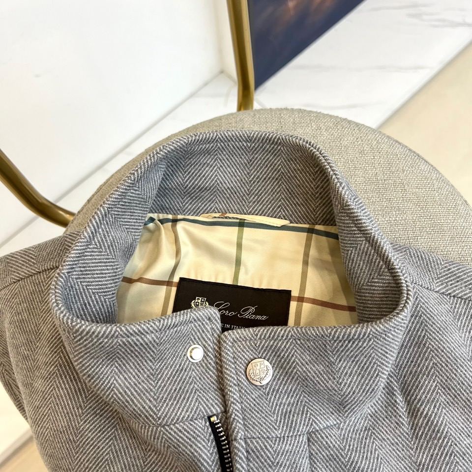 Loro Piana、25FW/秋冬意大利lP🆕男装新款翻领刺绣字母老钱新贵商务休闲男士夹克外套。斜纹面