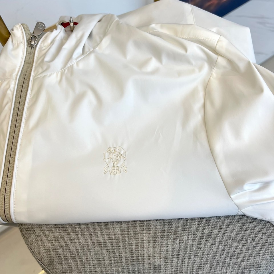 Brunello cucinelli-意大利BC男装早秋新款老钱风时尚休闲夹棉/薄棉连帽风衣男士时尚夹克