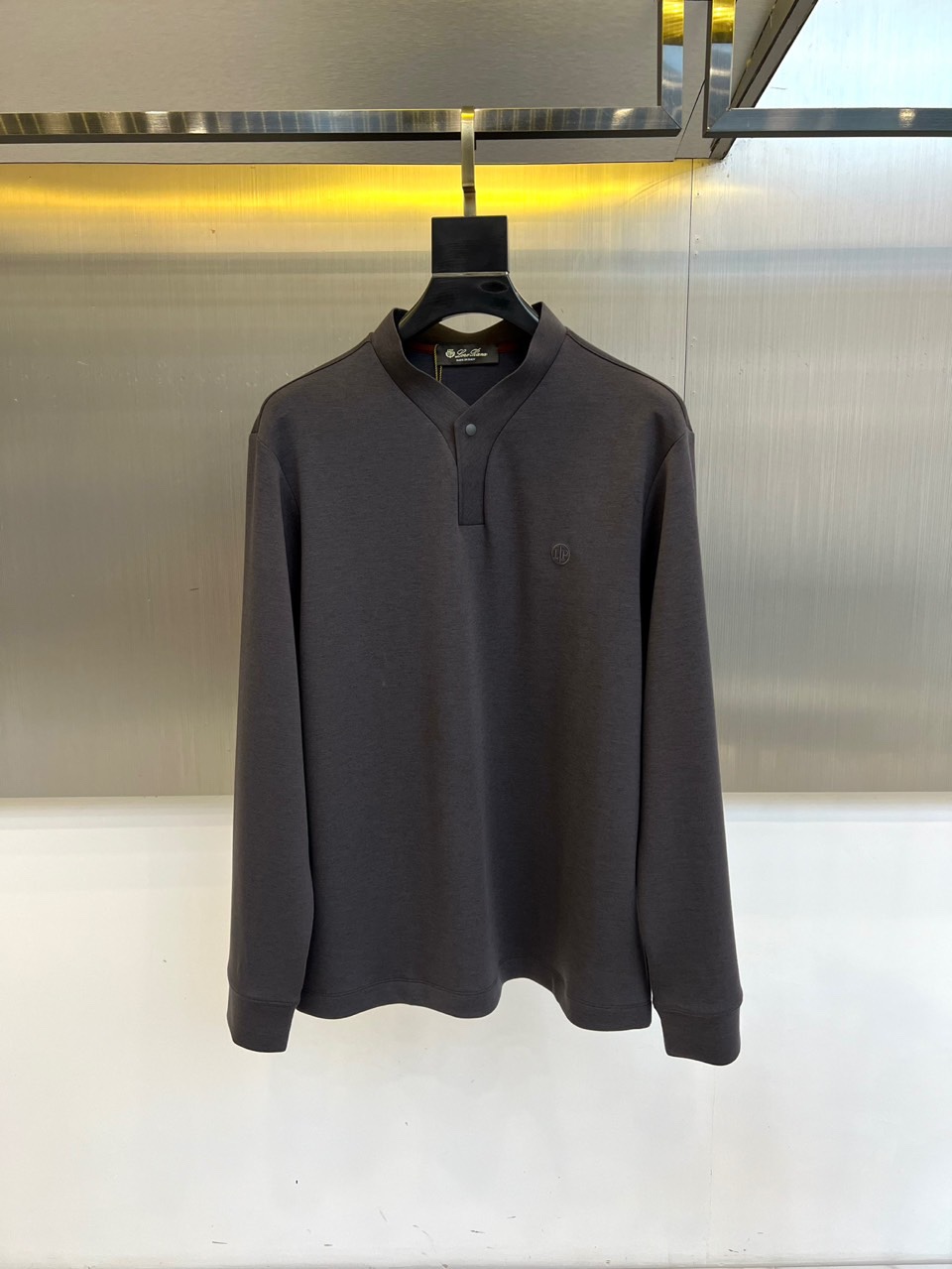 Loro Piana Men's Long Sleeve Polo Shirt, Button-Down Collar, Slim Fit