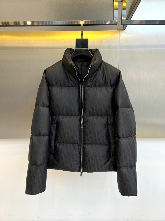 Dio迪奥（白鹅绒）、2025秋冬新品 DIOR羽绒服。浅蓝色短款设计搭配立领结构，通过精密拉链系统实现