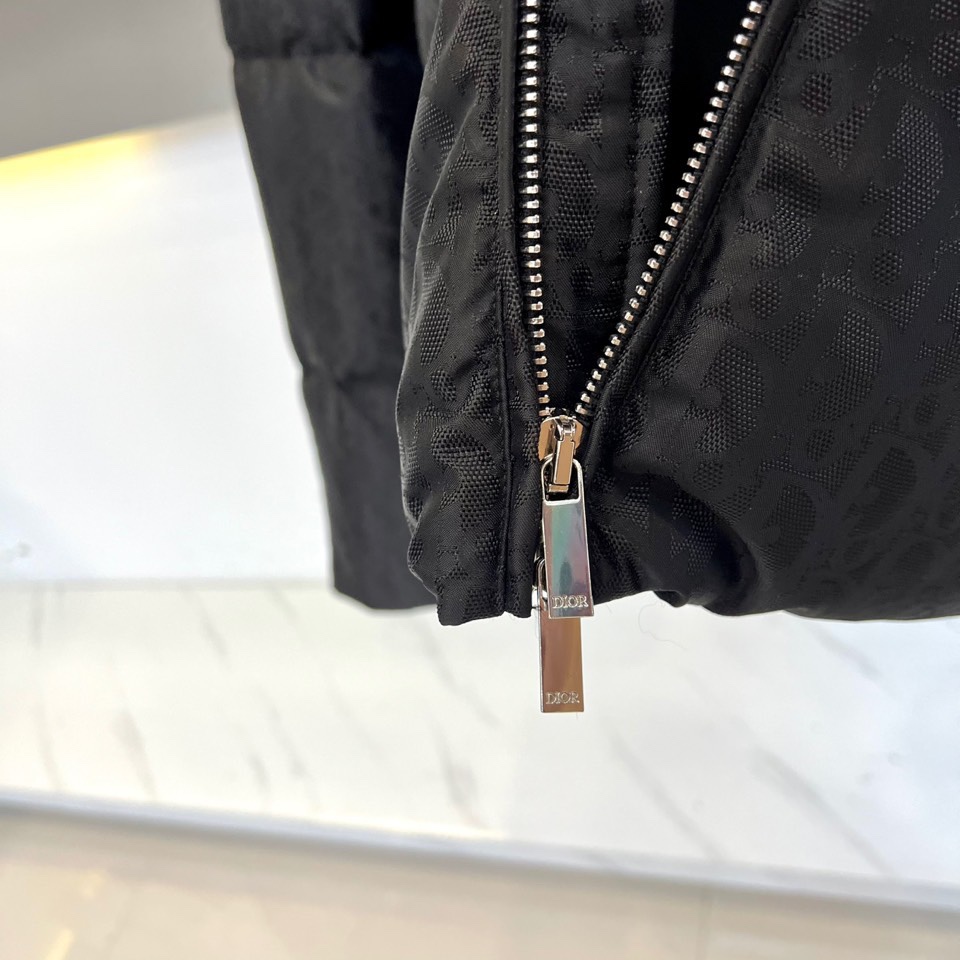 Dio迪奥（白鹅绒）、2025秋冬新品 DIOR羽绒服。浅蓝色短款设计搭配立领结构，通过精密拉链系统实现